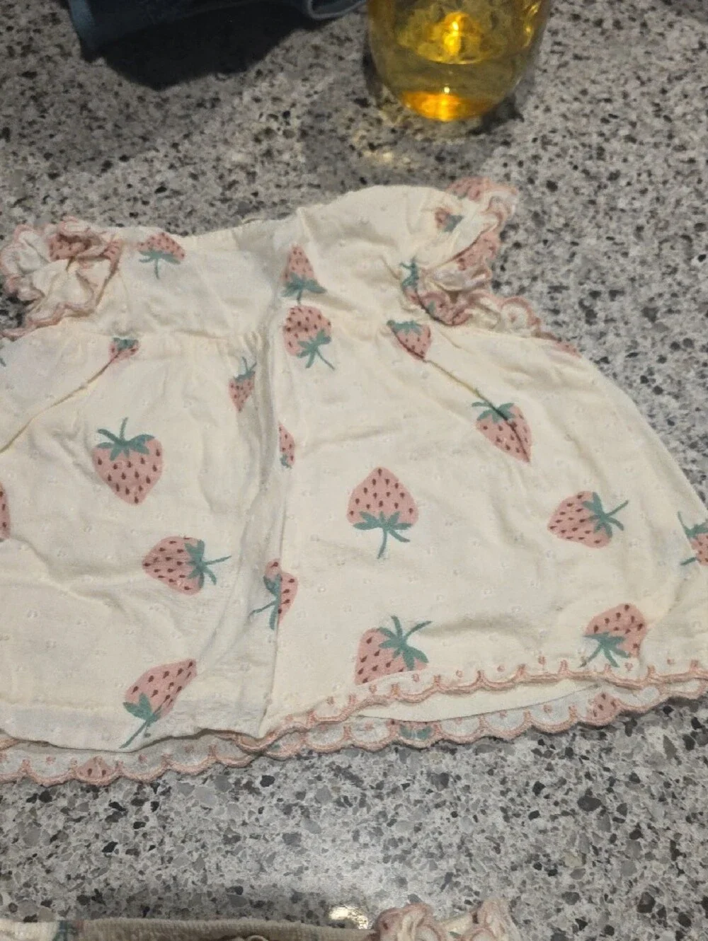 Jessica Simpson Cream Baby Strawberry Print Top & Bloomers